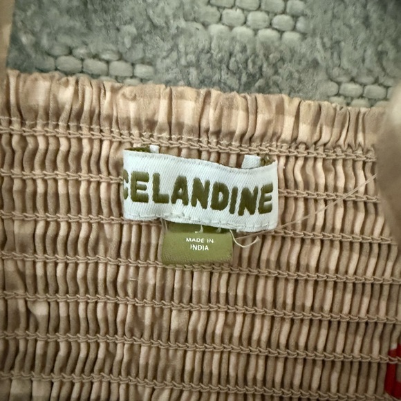 💛❤️ Anthropologie Beige Gingham Cropped Cami With Red Anchor Print - Picture 7 of 8